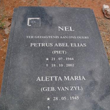 NEL Petrus Abel Elias 1944-2002 &amp; Aletta Maria VAN ZYL 1945-