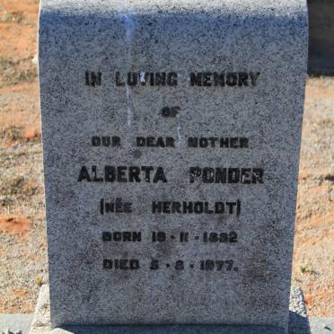 PONDER Alberta nee HERHOLDT 1882-1977