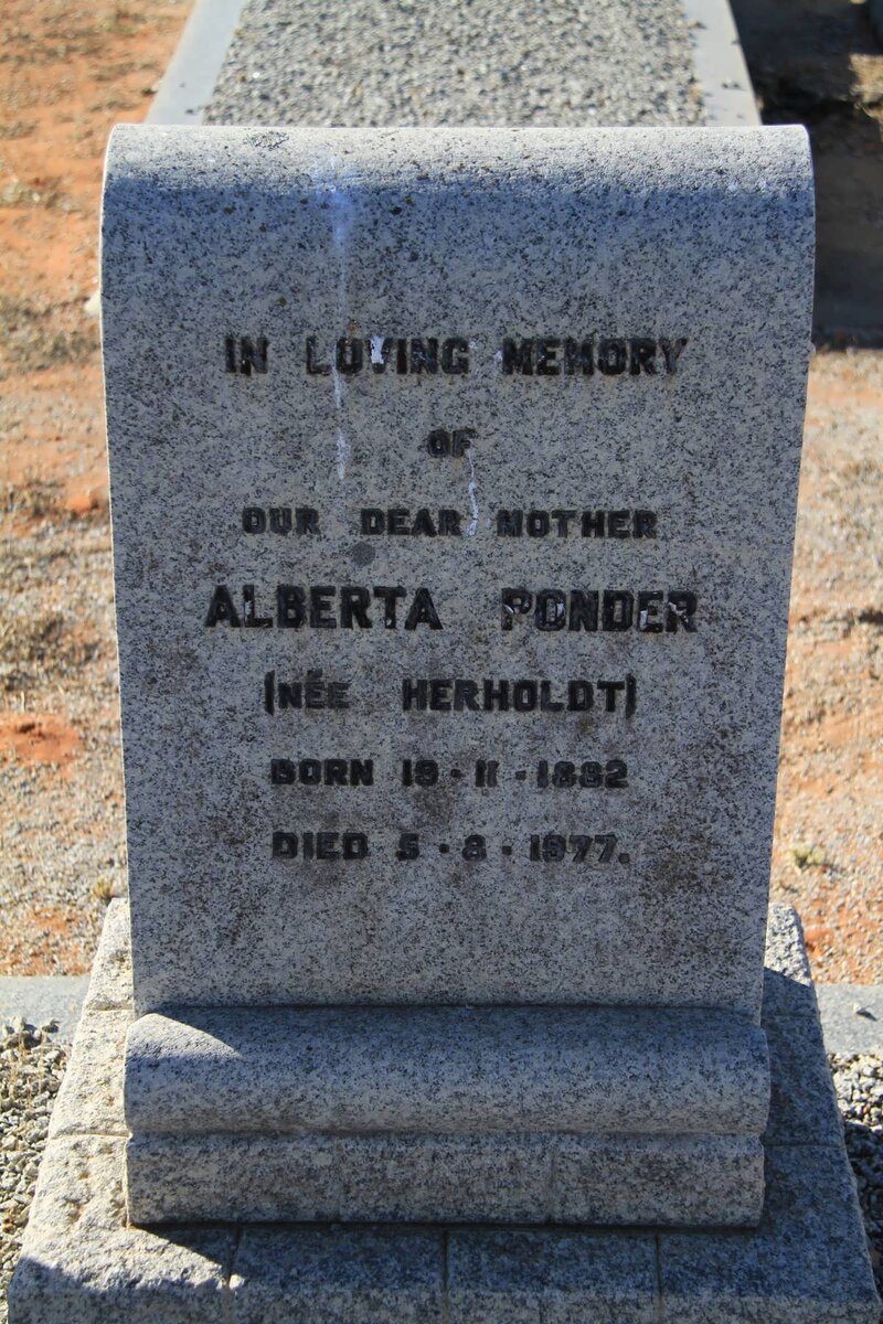 PONDER Alberta nee HERHOLDT 1882-1977