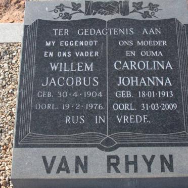 RHYN Willem Jacobus, van 1904-1976 &amp; Carolina Johanna 1913-2009