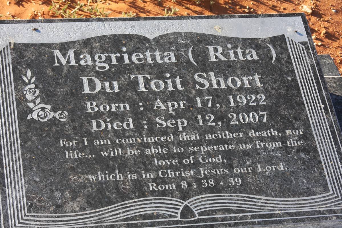 SHORT Magrietta Du Toit 1922-2007