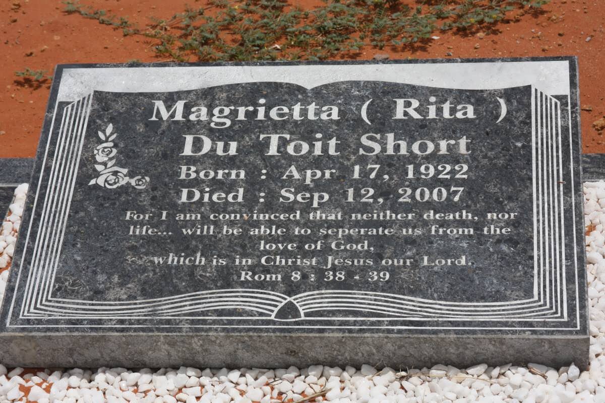 SHORT Magrietta Du Toit 1922-2007