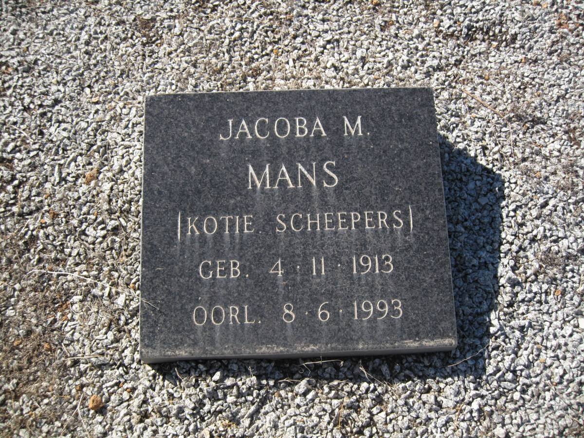 MANS Jacoba M. nee SCHEEPERS 1913-1993 