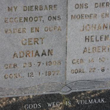 STEMMET Gert Adriaan 1908-1977 &amp; Helena Alberta 1922-1985
