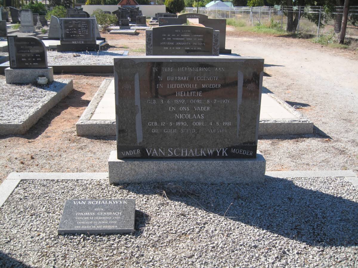 SCHALKWYK Nicolaas, van 1890-1981 &amp; Hellitje 1892-1976 :: VAN SCHALKWYK Thomas Gersbach 1929-1999