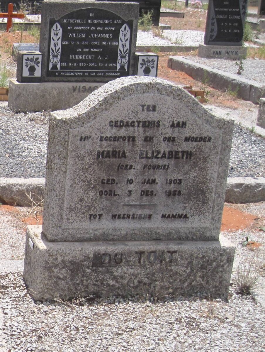 TOIT Maria Elizabeth, du nee FOURIE 1903-1958