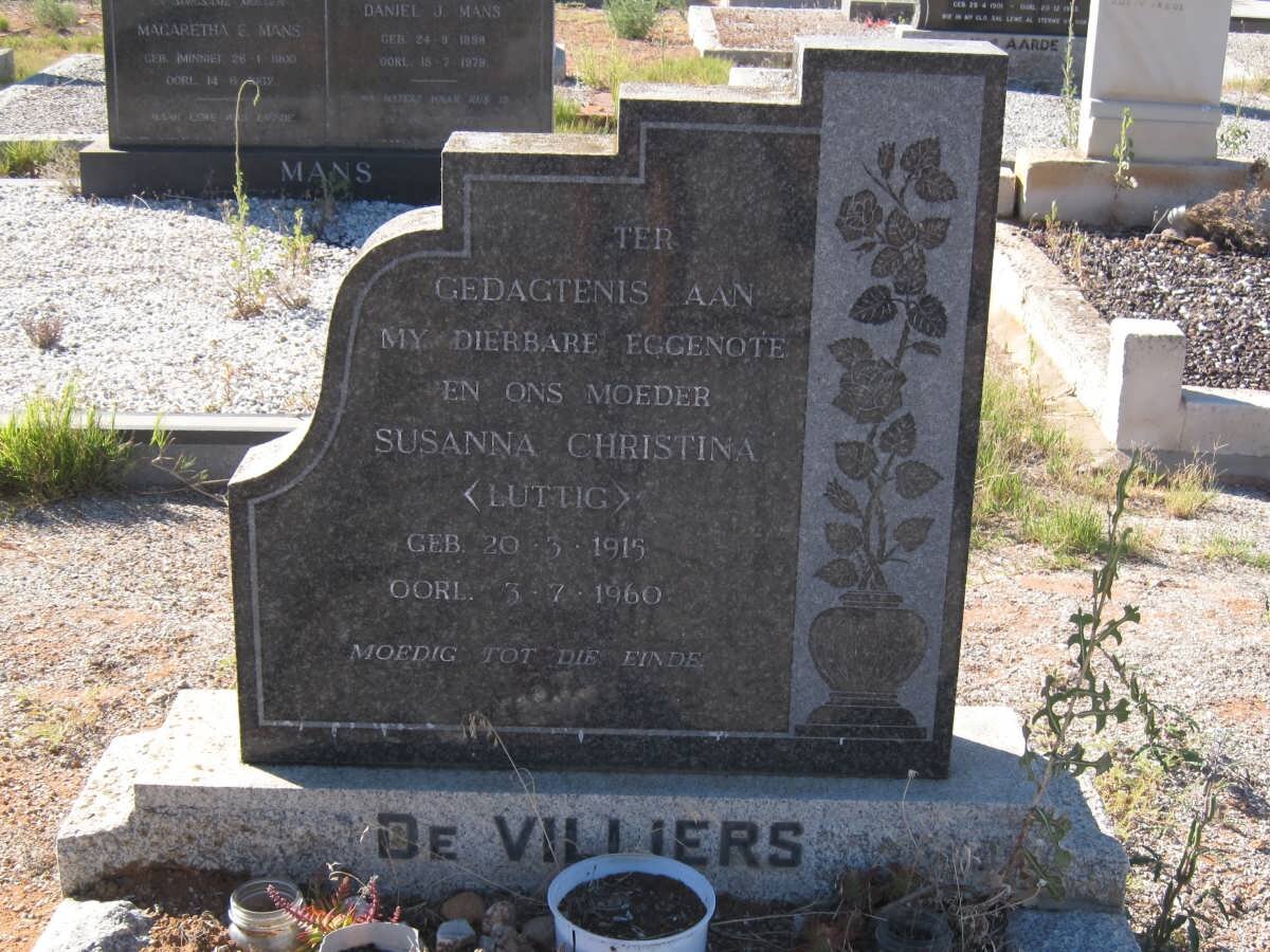 VILLIERS Susanna Christina, de nee LUTTIG 1915-1960