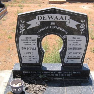 WAAL Dirk Stefanus, de 1938-1996 &amp; Henna Barendina  MOSTERT 1941-