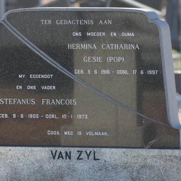 ZYL Stefanus Francois, van 1905-1973 &amp; Hermina Catharina Gesie 1916-1997