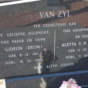 ZYL Gideon, van 1911-1986 &amp; Aletta S.H. 1920-1997