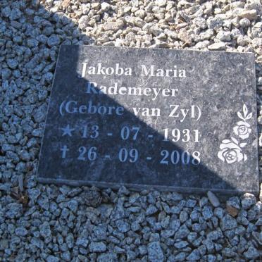 RADEMEYER Jakoba M. nee VAN ZYL 1931-2008