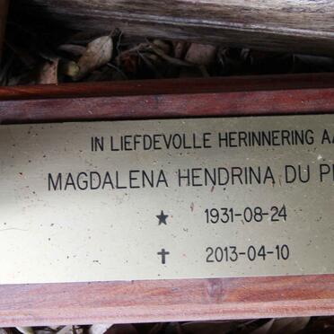 PLESSIS Magdalena Hendrina, du 1931-2013