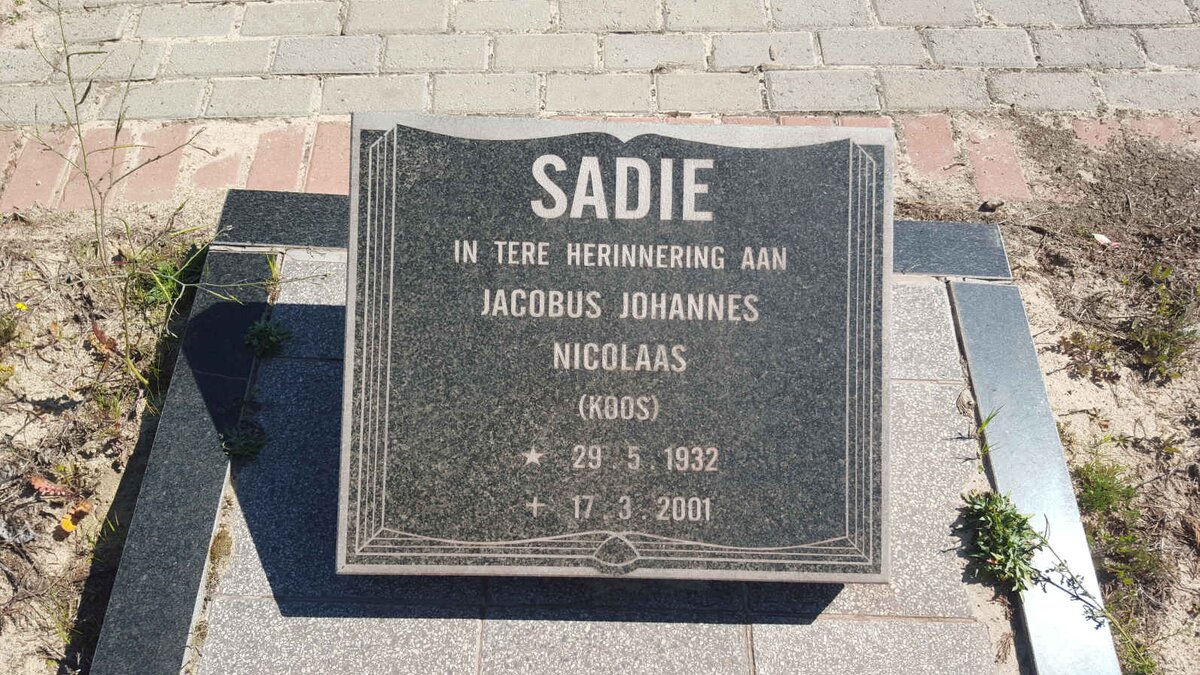 SADIE Jacobus Johannes Nicolaas 1932-2001