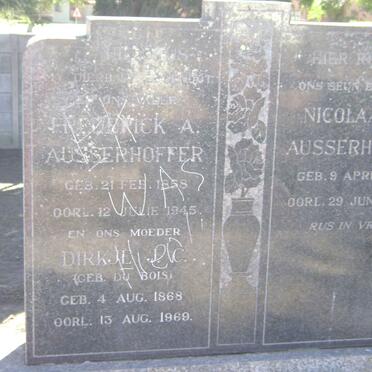 AUSSERHOFFER Frederick A. 1858-1945 &amp; Dirkje DU BOIS 1868-1969 :: AUSSERHOFFER Nicolaas W. 1897-1930