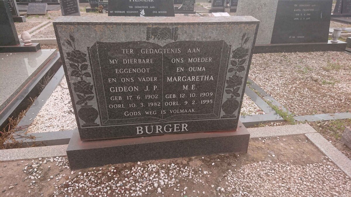BURGER Gideon J.P. 1902-1982 &amp; Margaretha M.E. 1909-1995