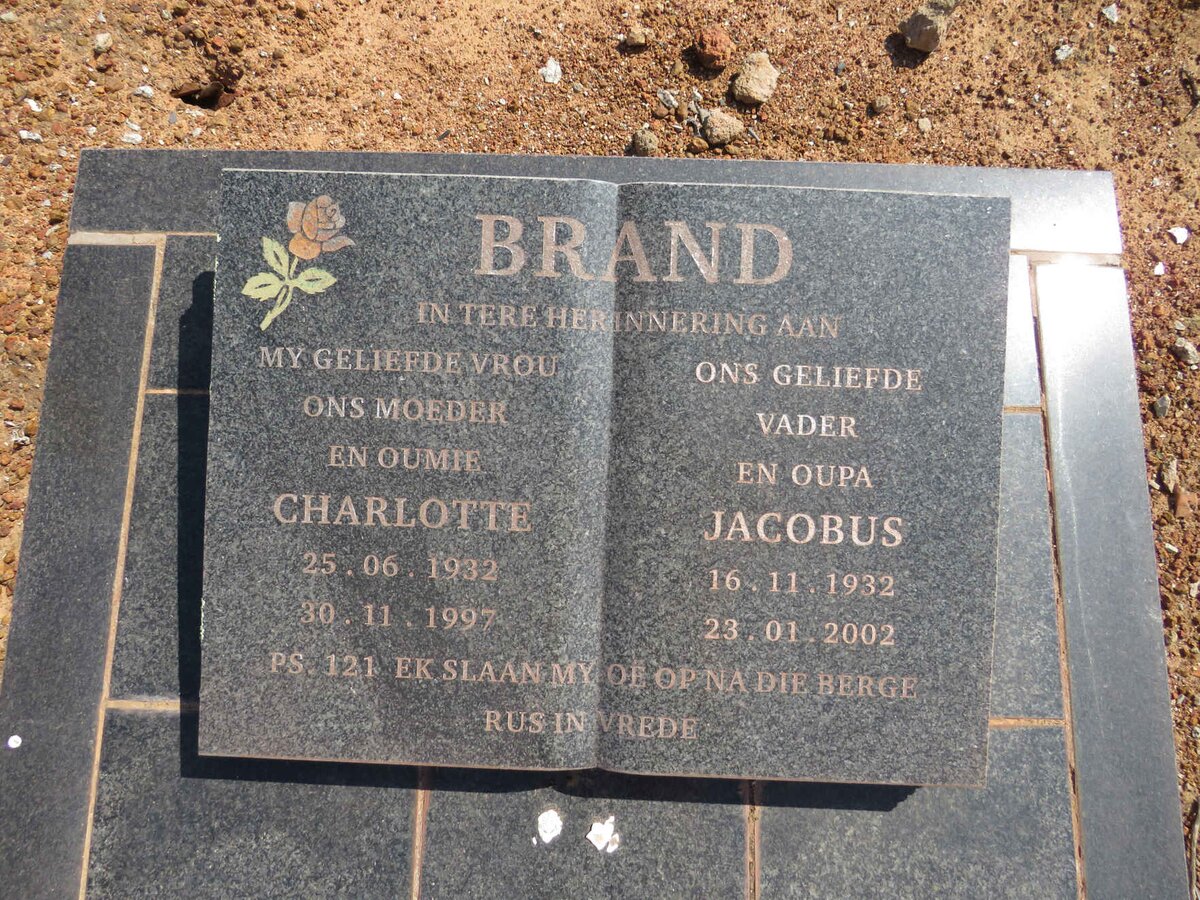 BRAND Jacobus 1932-2002 &amp; Charlotte 1932-1997