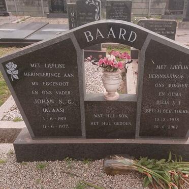BAARD Johan N.G. 1919-1977 &amp; Belia J.J. TOLKEN 1918-2007