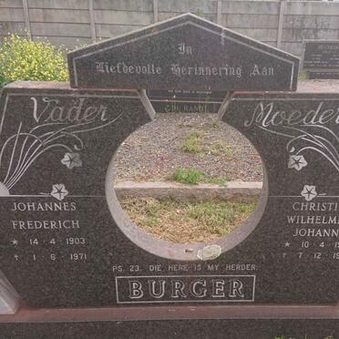 BURGER Johannes Frederich 1903-1971 &amp; Christina Wilhelmina Johanna 1904-1982