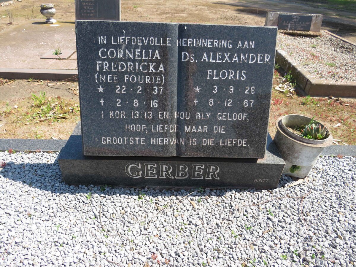 GERBER Alexander Floris 1926-1987 &amp; Cornelia Fredricka FOURIE 1937-2016