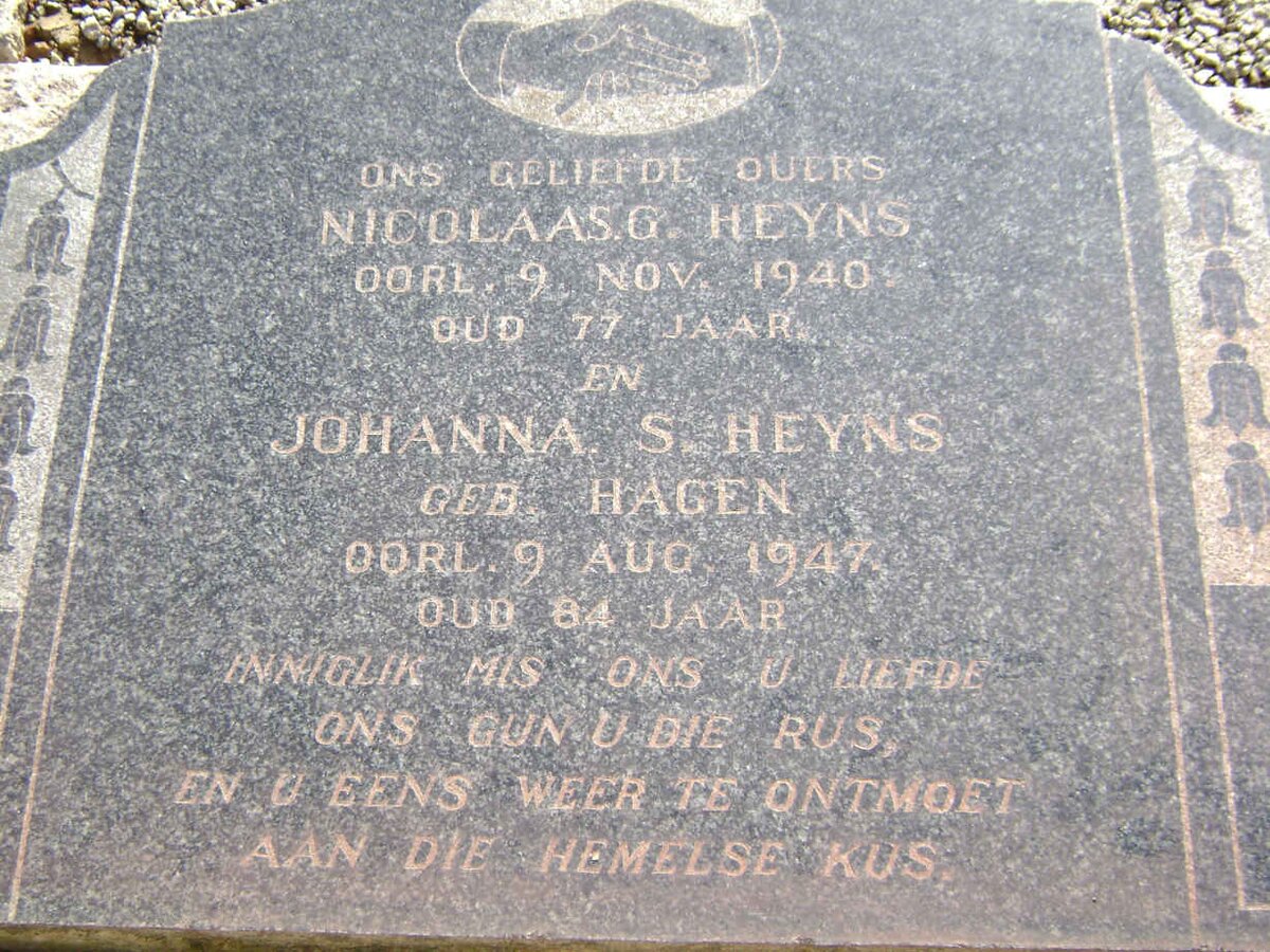 HEYNS Nicolaas  -1940 &amp; Johanna S. HAGEN  -1947 