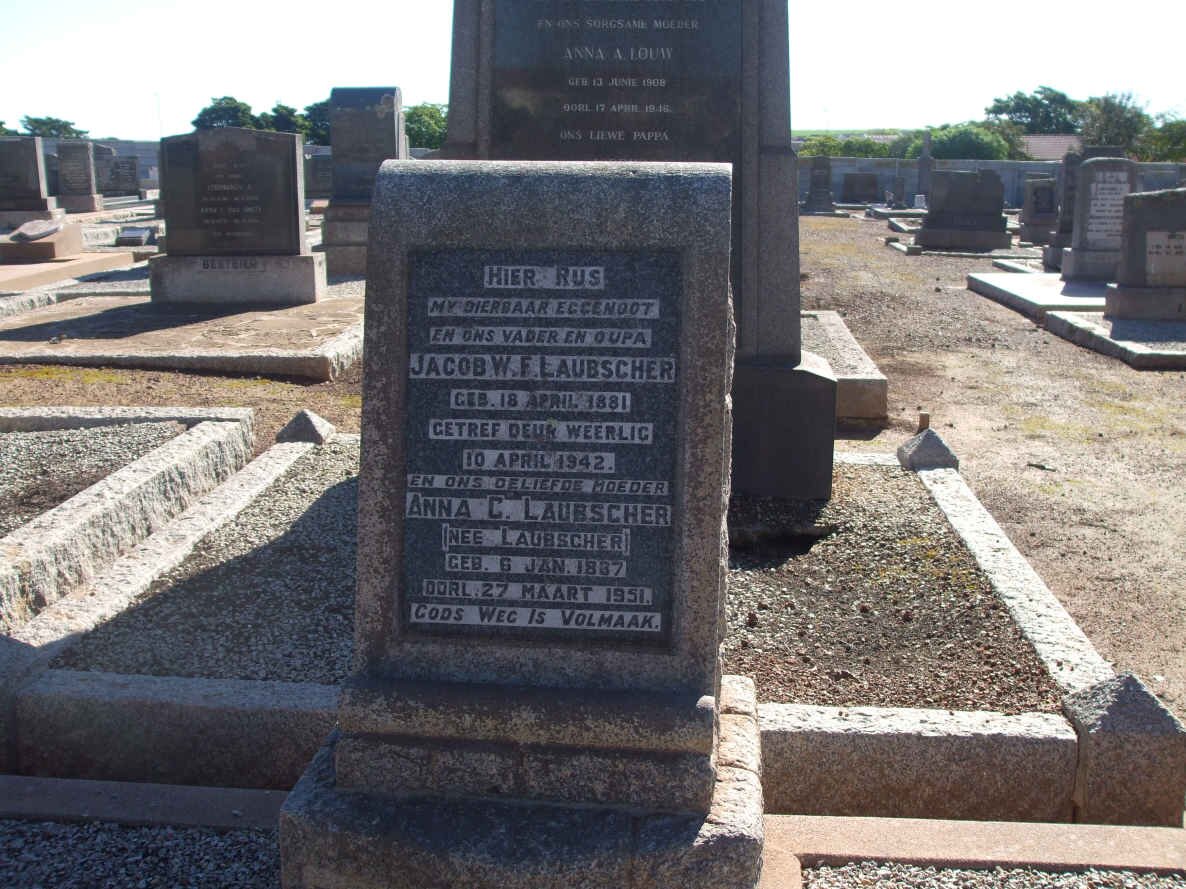 LAUBSCHER Jacob W.F. 1881-1942 &amp; Anna C. LAUBSCHER 1887-1951