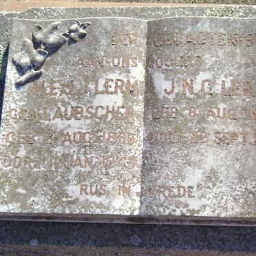 LERM J.N.C. 1866-1938 &amp; M.E.J.J. LAUBSCHER 1866-1943