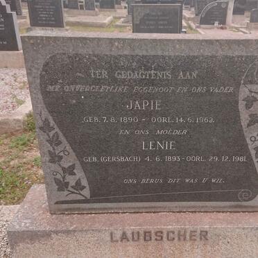 LAUBSCHER Japie 1890-1962 &amp; Lenie GERSBACH 1893-1981