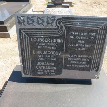 LOUBSER Dirk Jacobus 1927-2005 &amp; Johanna Catharina 1932-2005