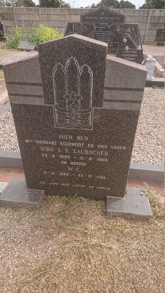 LAUBSCHER Dirk L.E. 1899-1969 &amp; W.C. 1899-1985
