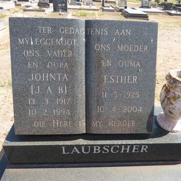 LAUBSCHER J.A.B. 1917-1994 &amp; Esther 1925-2004