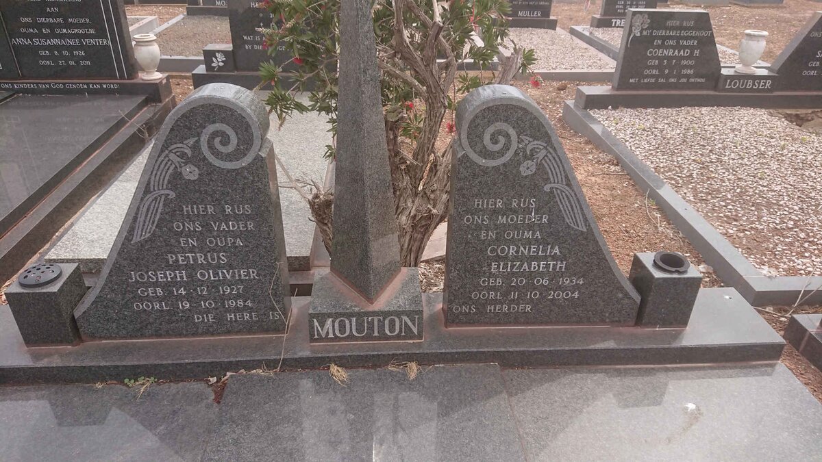 MOUTON Petrus Joseph Olivier 1927-1984 &amp; Cornelia Elizabeth 1934-2004
