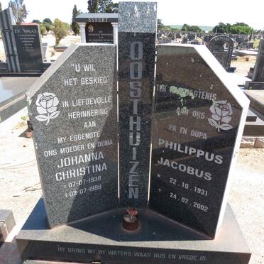 OOSTHUIZEN Philippus Jacobus 1931-2002 &amp; Johanna Christina 1938-1998