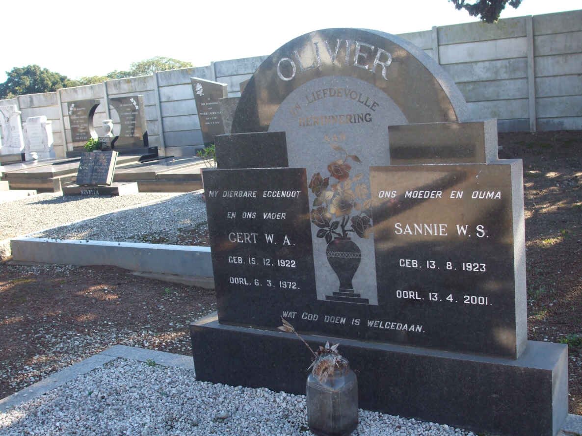 OLIVIER Gert W.A. 1922-1972 &amp; Sannie W.S. 1923-2001