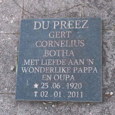PREEZ Gert Cornelius Botha, du 1920-2011