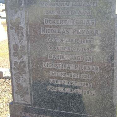 PIENAAR Ockert Tobias Nicolaas 1882-1941 &amp; Maria Jacoba Christina HEYDENRICH 1883-1953