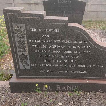 RANDT Willem Adriaan Christiaan, du 1890-1972 &amp; Dorothea Sophia LABUSCHAGNE 1898-1978
