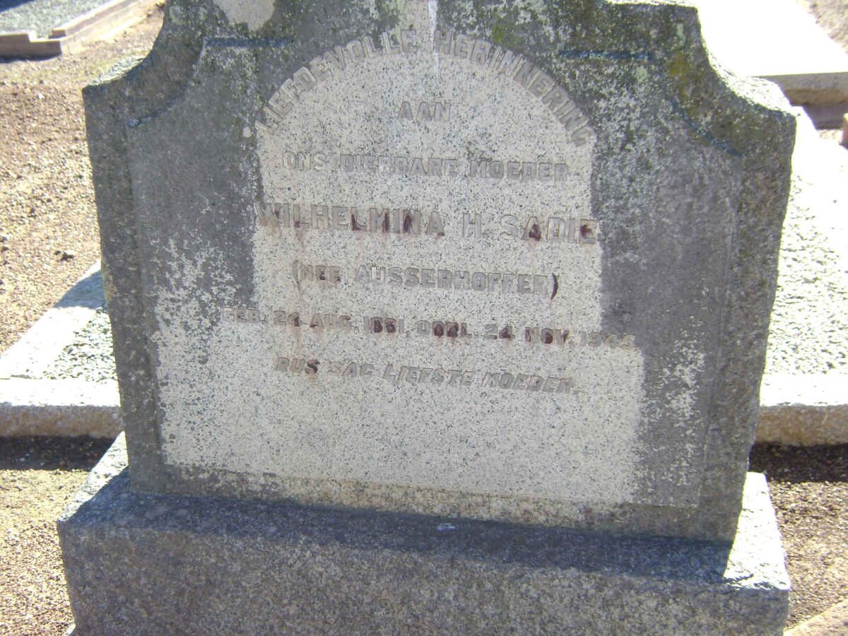 SADIE Wilhelmina H. nee AUSSERHOFFER  1881-1945