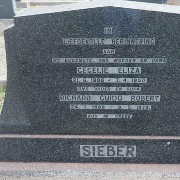 SIEBER Richard Guido Robert 1889-1979 &amp; Cecelie Eliza 1888-1950