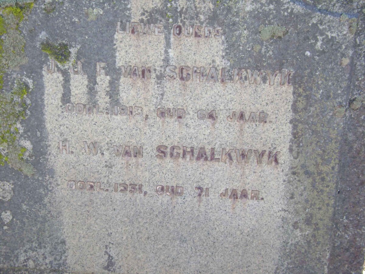 SCHALKWYK J.J.F., van  -1913 &amp; H.W.  -1931 