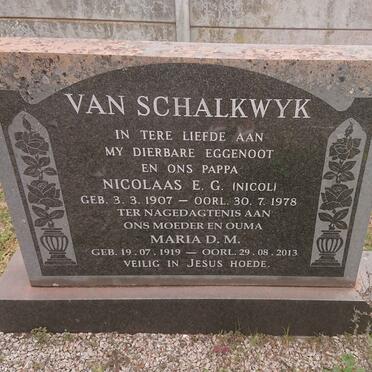 SCHALKWYK Nicolaas E.G., van 1907-1978 &amp; Maria D.M. 1919-2013