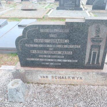 SCHALKWYK David Johannes, van 1910-1953 &amp; Martha Cecilia Maria DE MILANDER 1905-1963