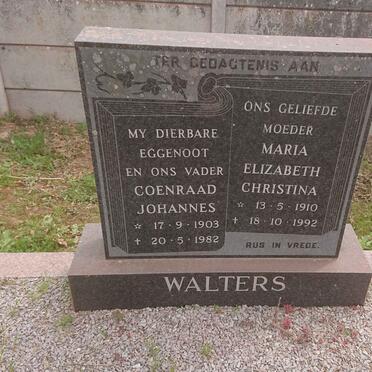 WALTERS Coenraad Johannes 1903-1982 &amp; Maria Elizabeth Christina 1910-1992