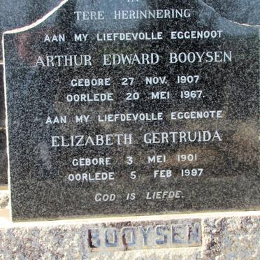 BOOYSEN Arthur Edward 1907-1967 &amp; Elizabeth Gertruida 1901-1997