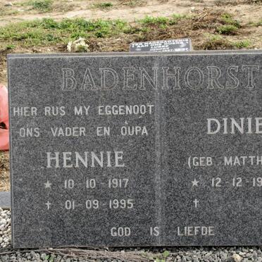 BADENHORST Hennie 1917-1995 &amp; Dinie MATTHEE 1927-