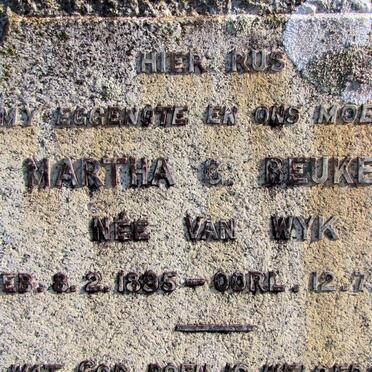BEUKES Martha G. nee VAN WYK 1895-1964