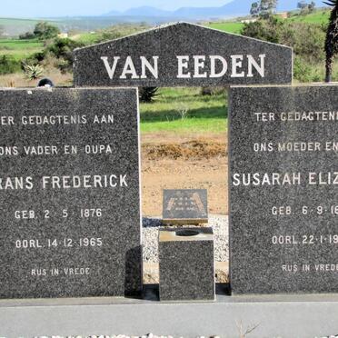 EEDEN Frans Frederick, van 1876-1965 &amp; Susarah Elizabeth 1887-1982