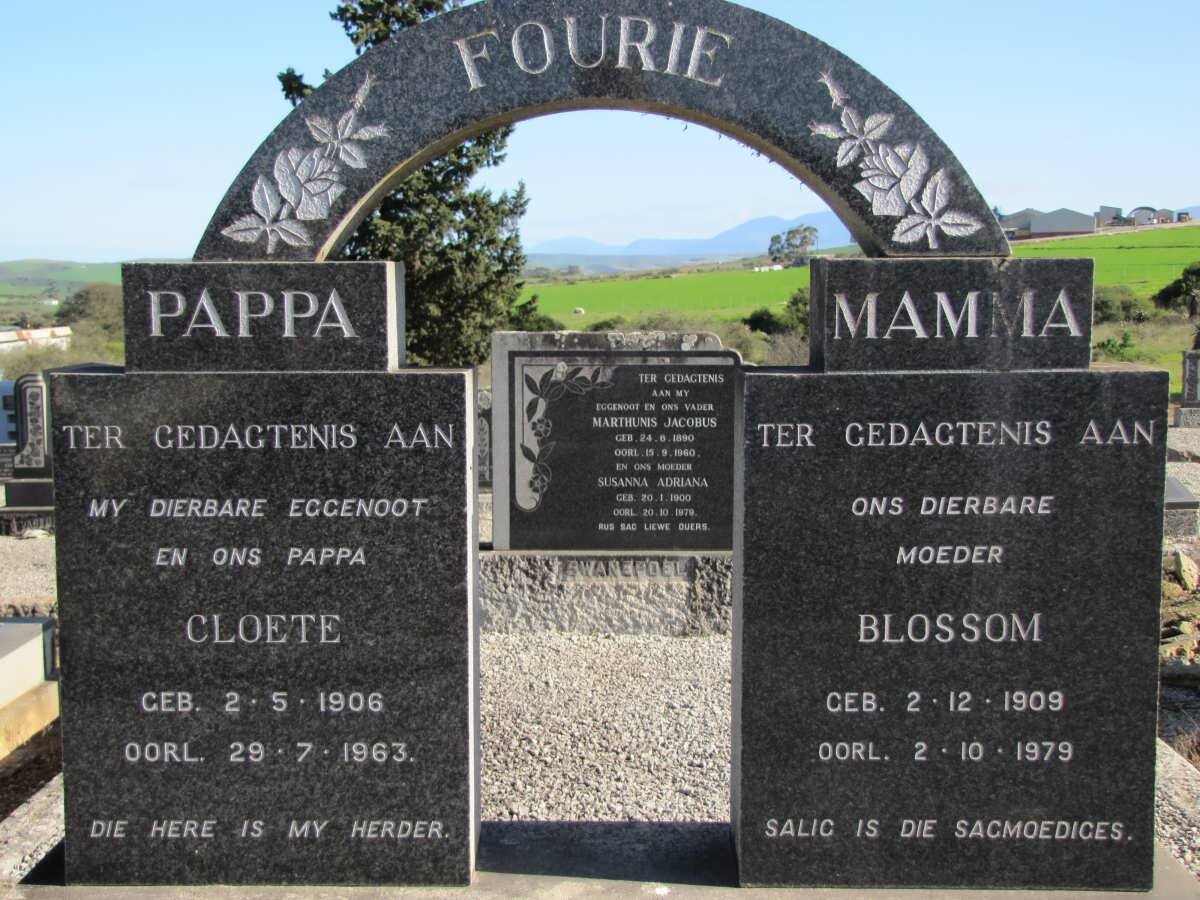 FOURIE Cloete 1906-1963 &amp; Blossom 1909-1979