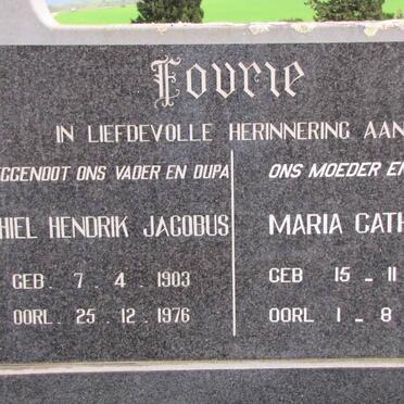 FOURIE Michiel Hendrik Jacobus 1903-1976 &amp; Maria Catharina 1911-2000