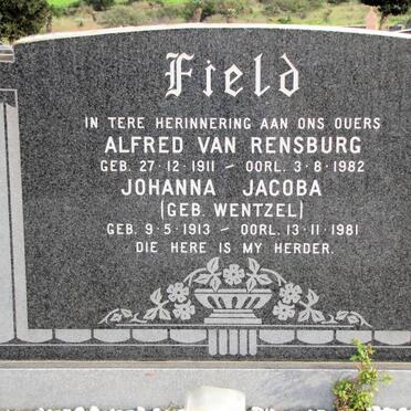 FIELD Alfred van Rensburg 1911-1982 &amp; Johanna Jacoba WENTZEL 1913-1981
