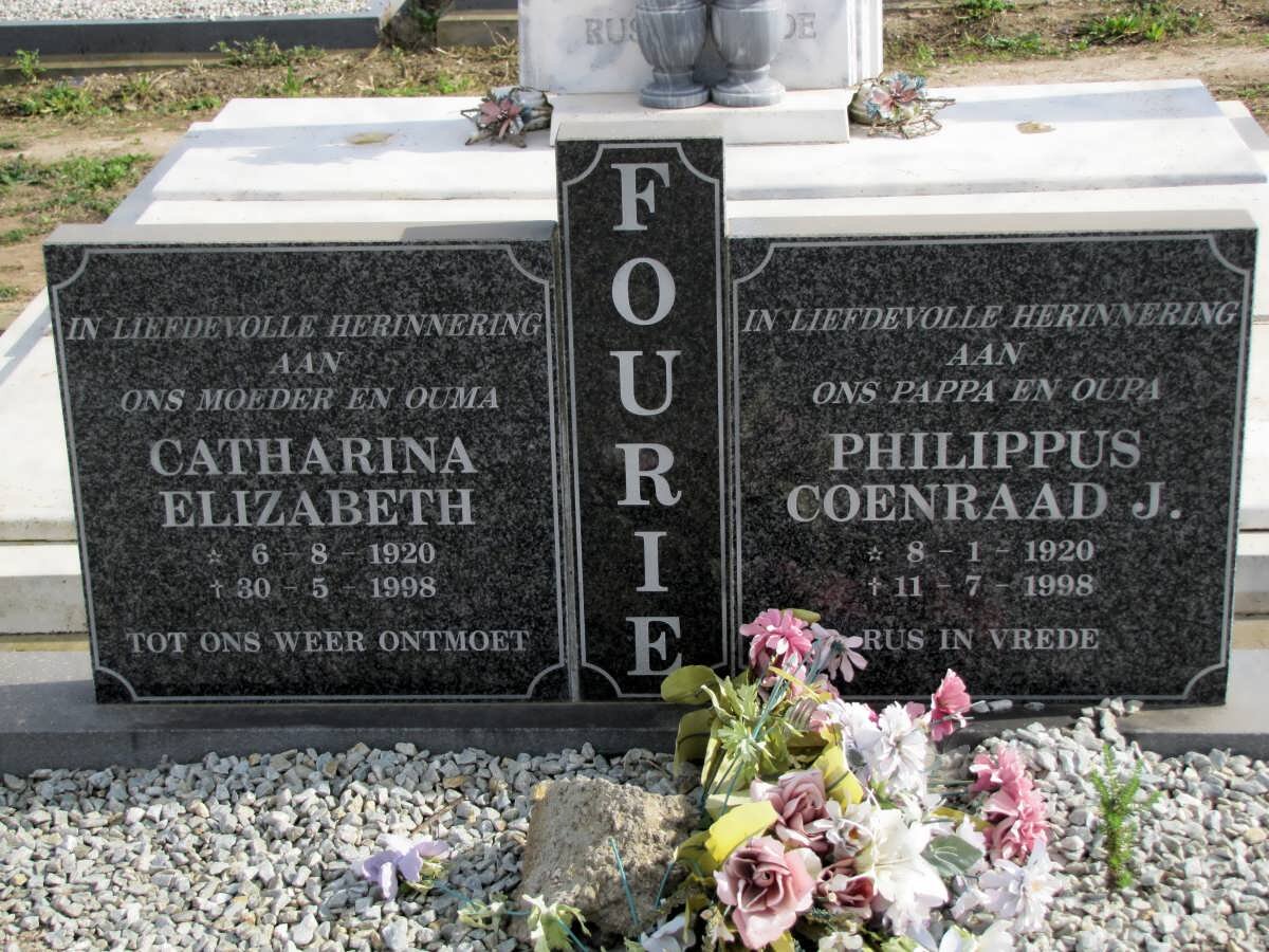FOURIE Philippus Coenraad J. 1920-1998 &amp; Catharina Elizabeth 1920-1998